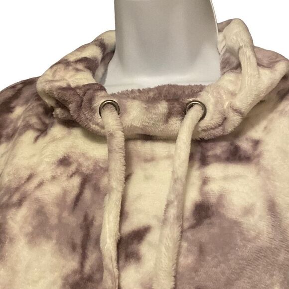 Como Vintage Women's Faux Fur Abstract Print 2-1 Shirt Hoodie Sweater Size L NWT - Picture 4 of 6